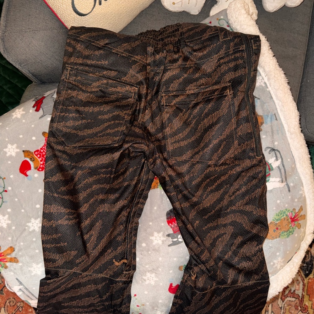 Burton Ski Bibs in Brown and Black Tiger Stripe - Picture 6 of 10